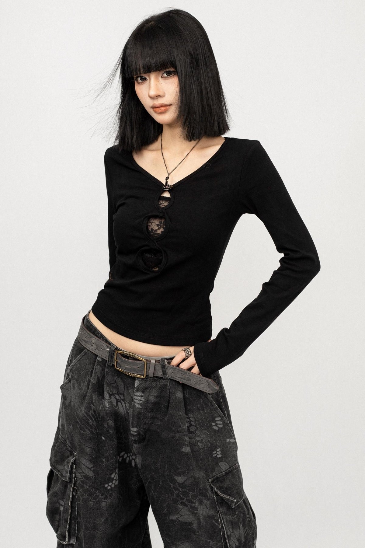 American Black Long Sleeve Top