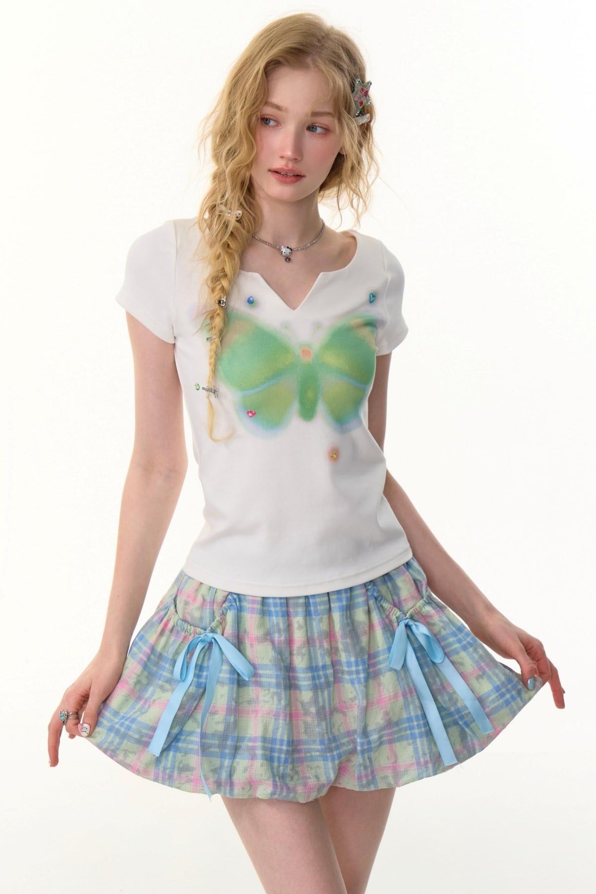 American Butterfly V-Neck T-Shirt
