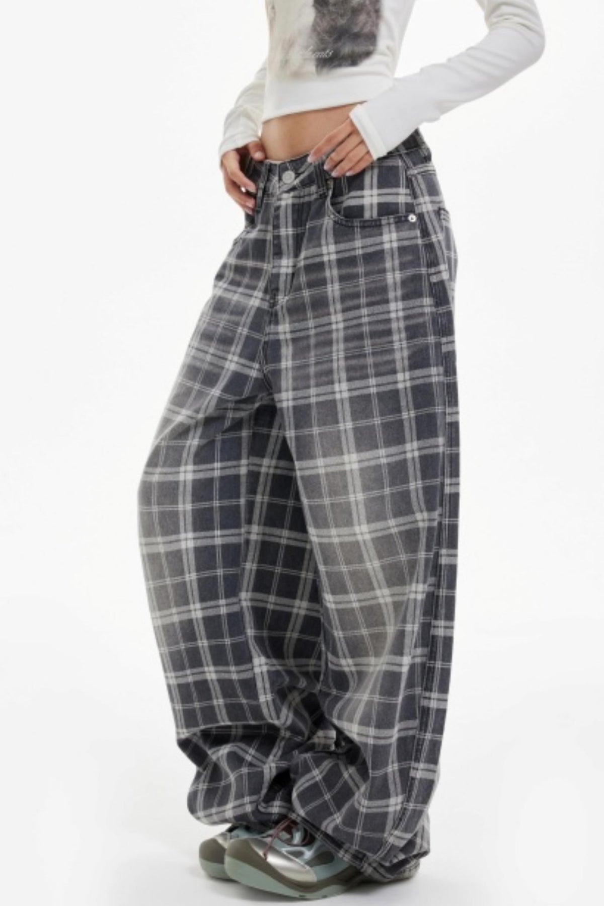 American Check Scimitar Wide-leg Pants