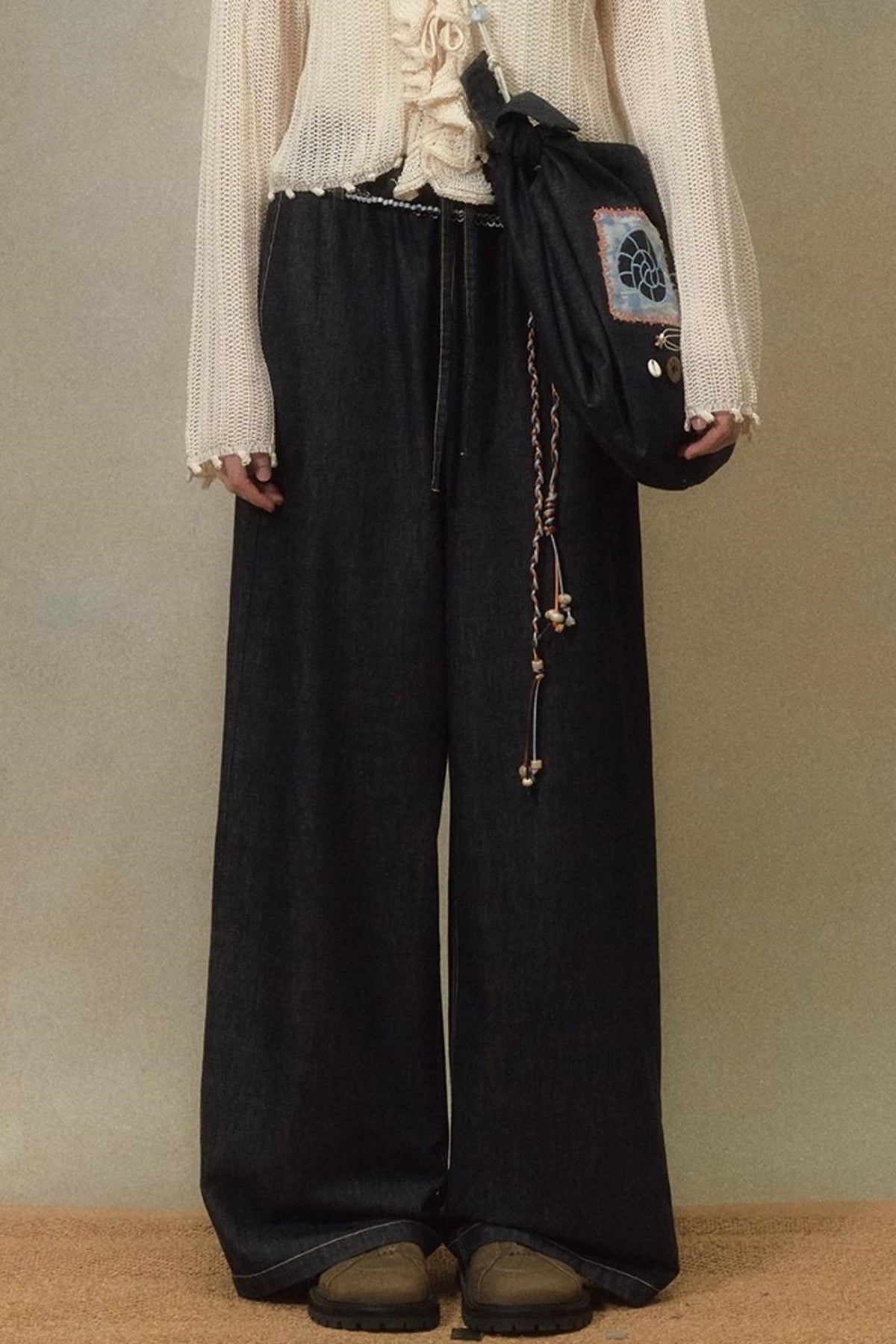 Elastic Wide Leg Jeans