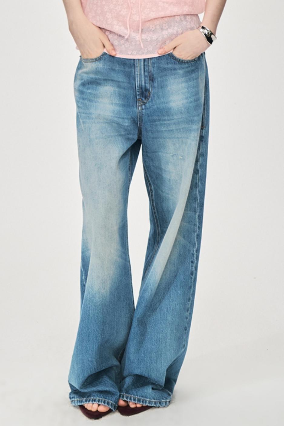 Blue Distressed Baggy Jeans
