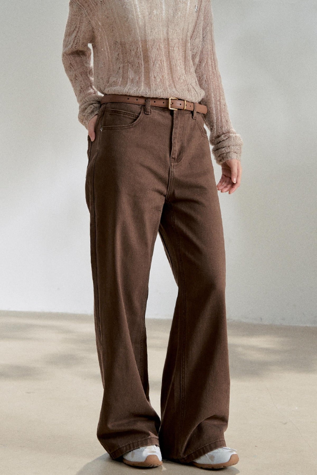 Vintage Dark Brown Straight Jeans