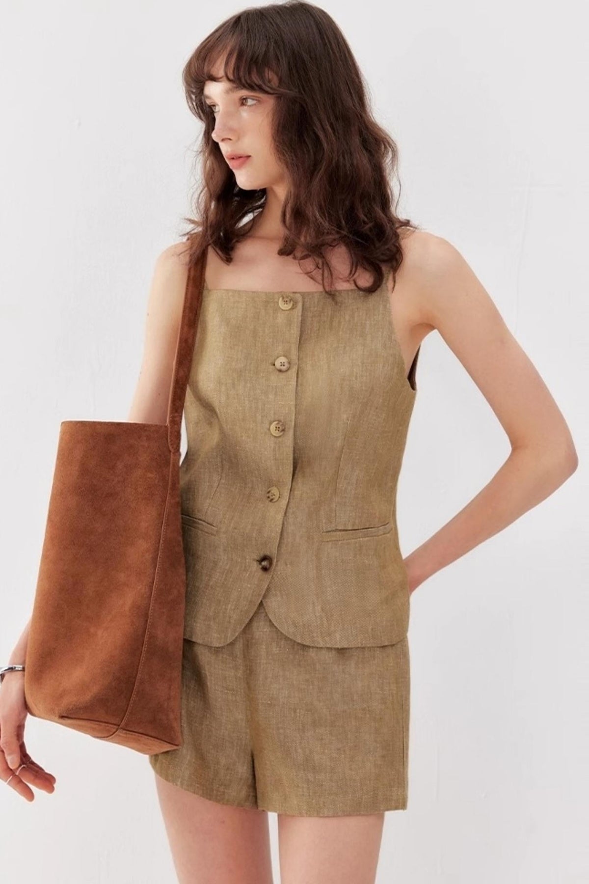Vintage Luxe Linen Halter & Wide Leg Shorts Set-Up