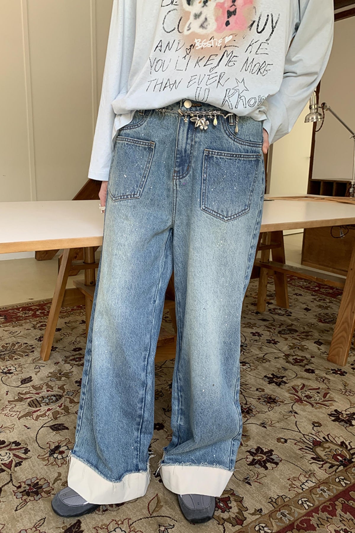 Structured Silver Summer Jeans