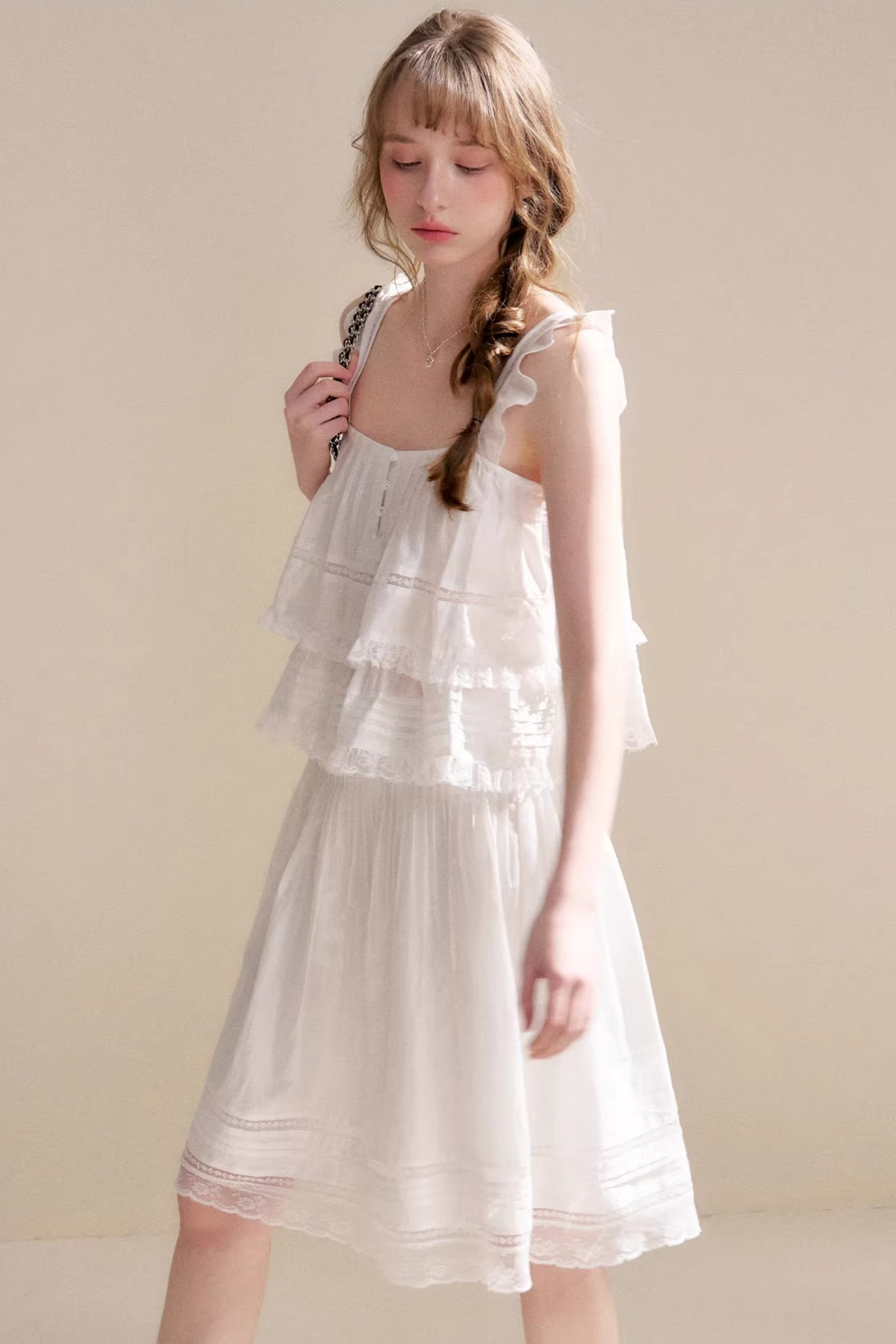 Acetate Lace Pleated Skirt