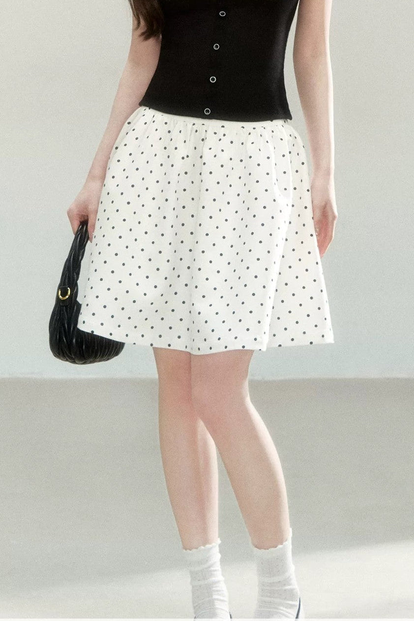 A-Line Polka Dot Mini Skirt