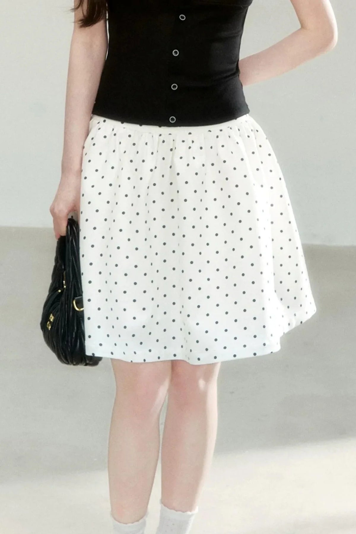 A-Line Polka Dot Mini Skirt