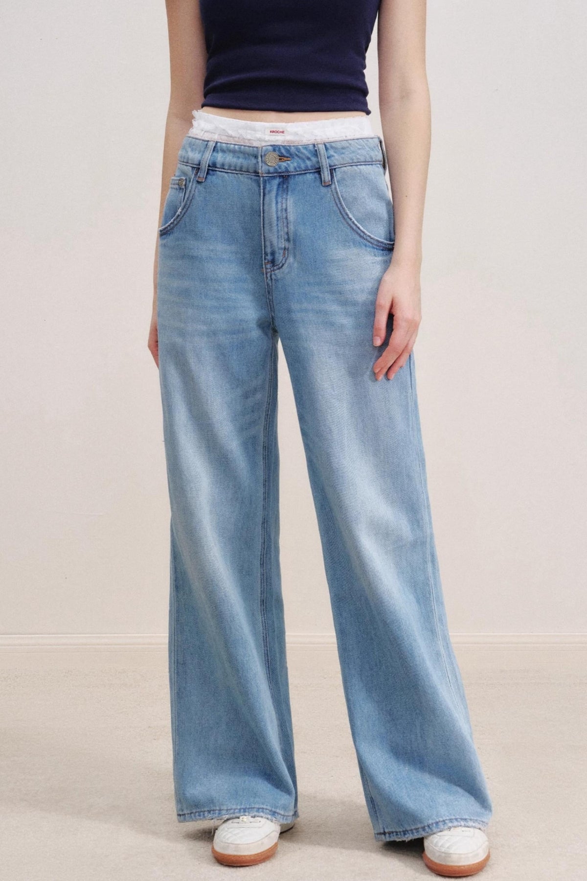 Romantic Lace Wide-Leg Jeans