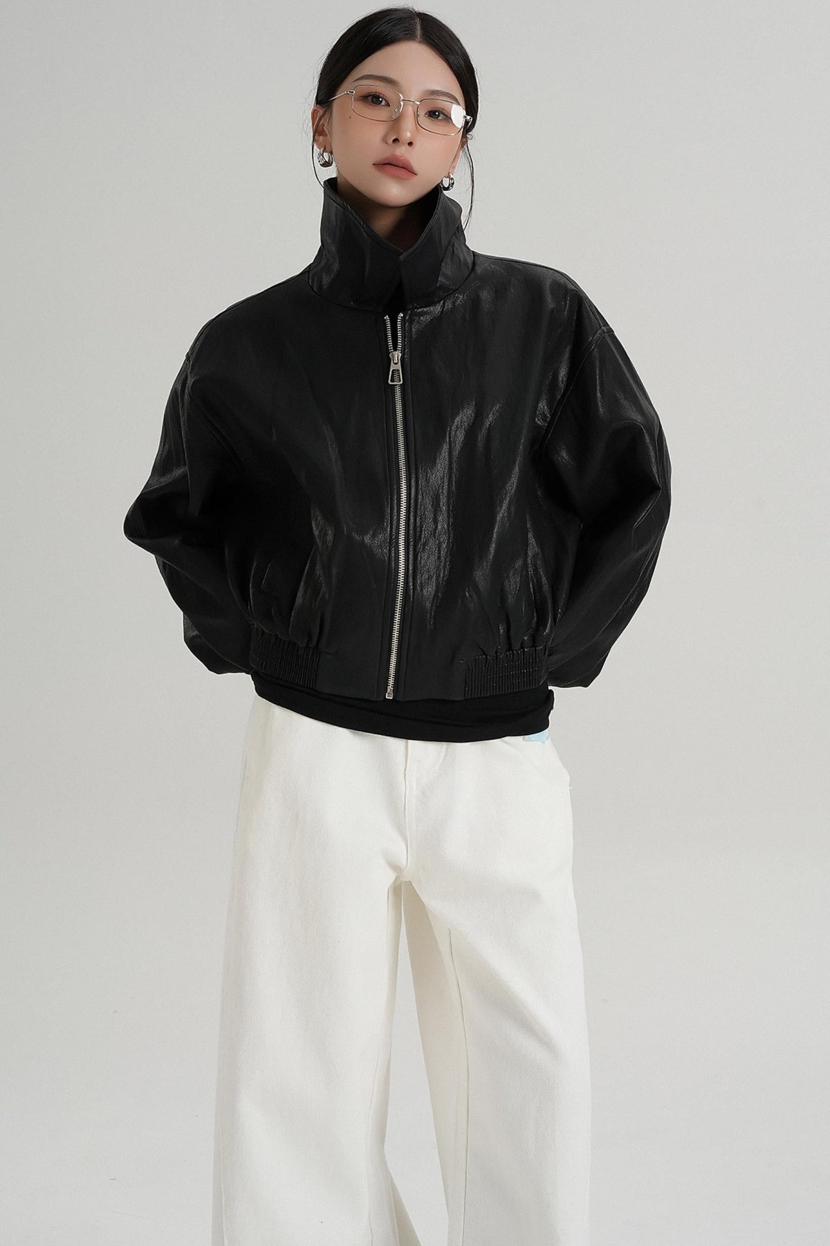 Cropped Leather Jacket