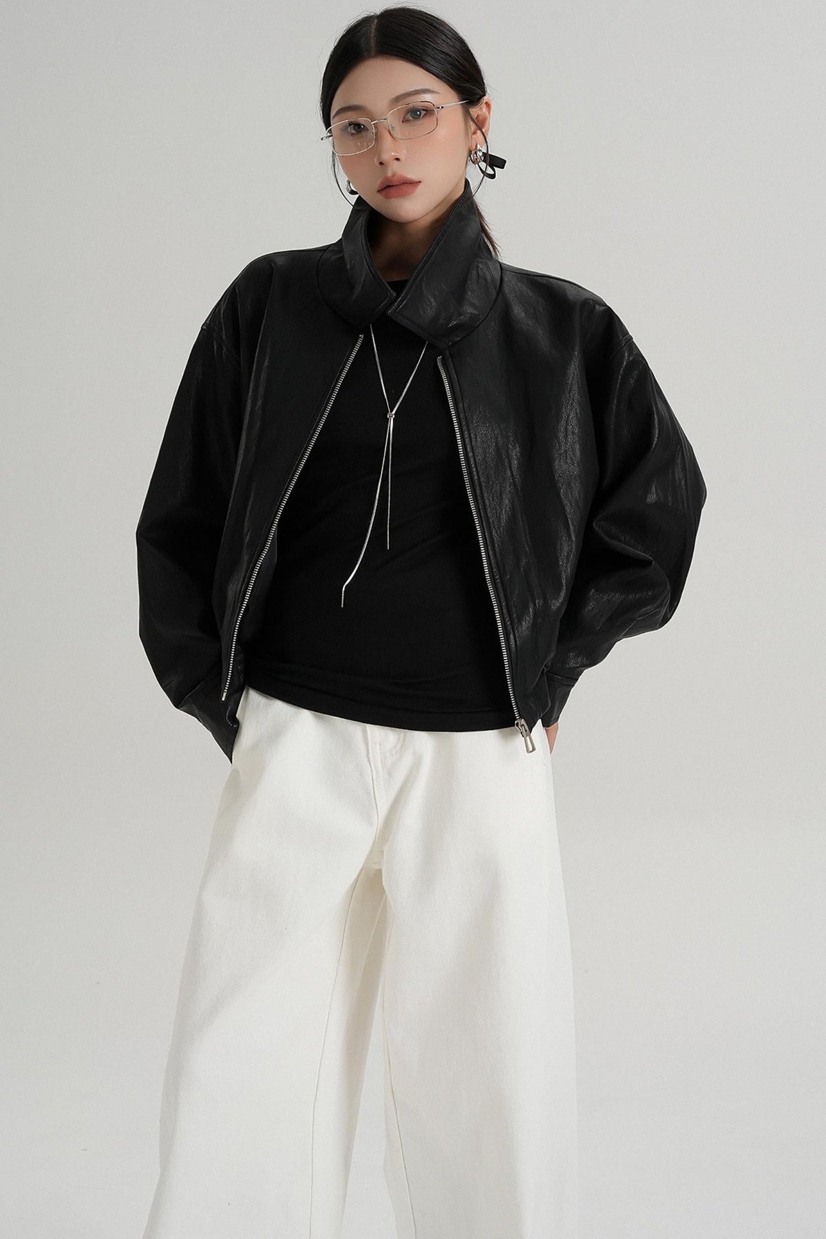 Cropped Leather Jacket
