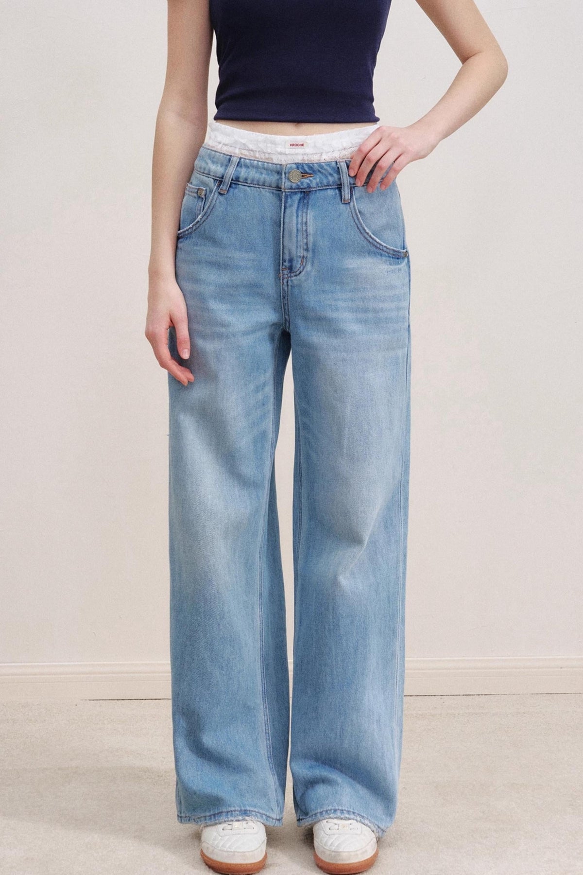 Romantic Lace Wide-Leg Jeans