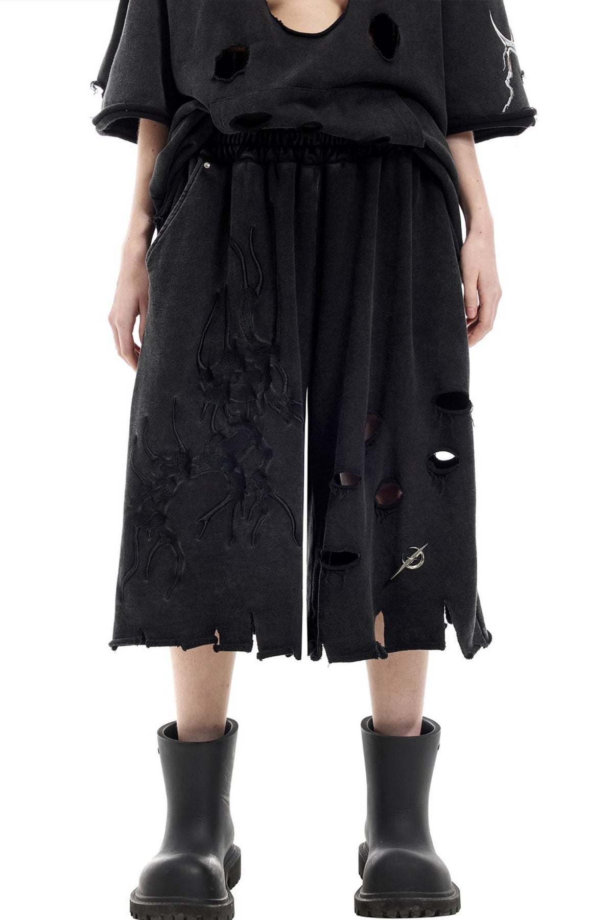 Electric Distressed Moon Shorts
