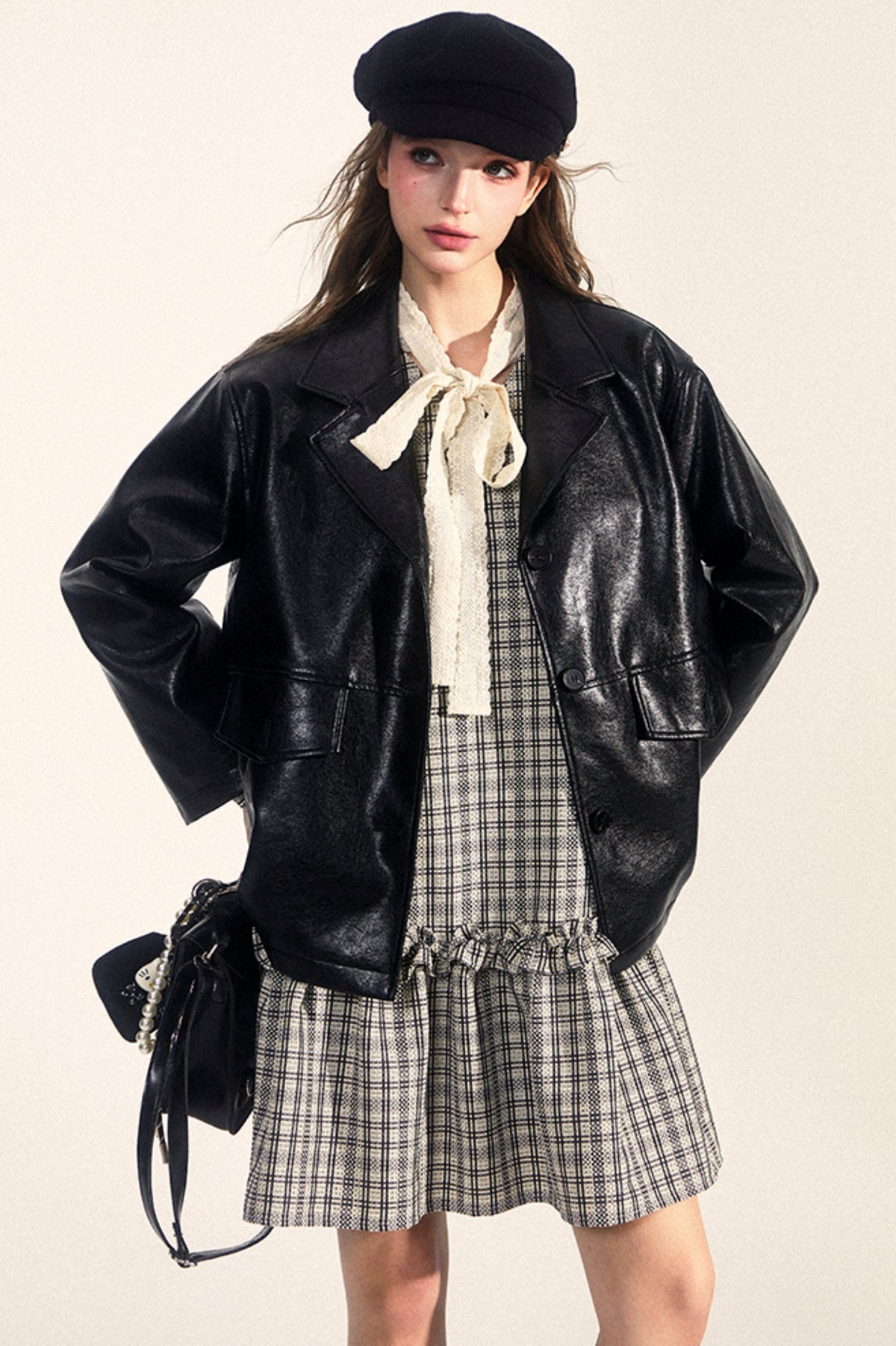 Midi Leather Jacket Set-Up