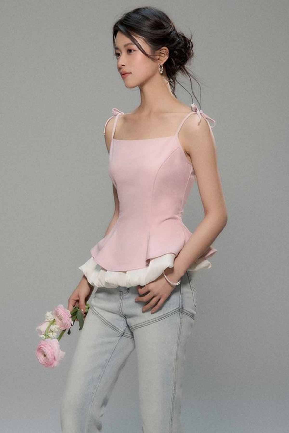 Peach White Vest
