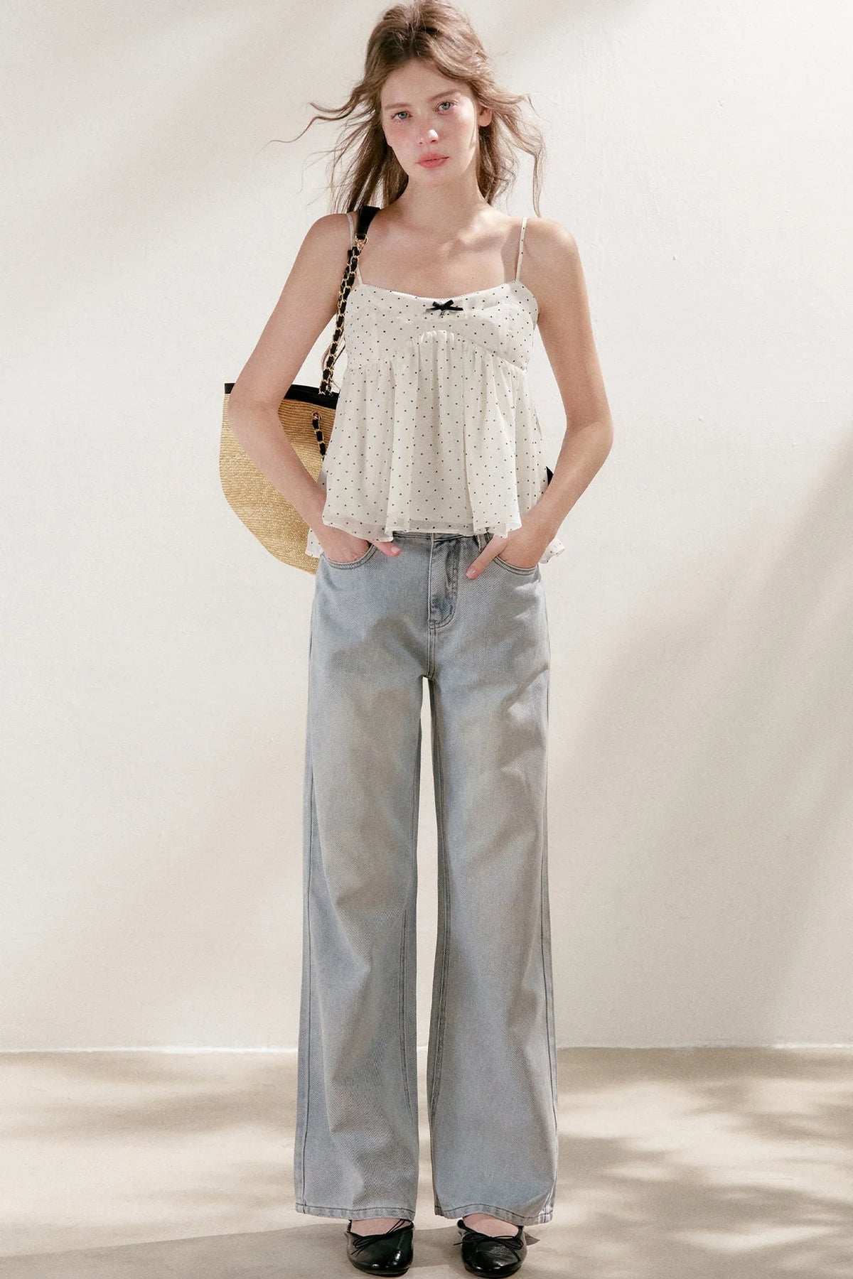 High-Waisted Lyocell Cotton Wide-Leg Jeans