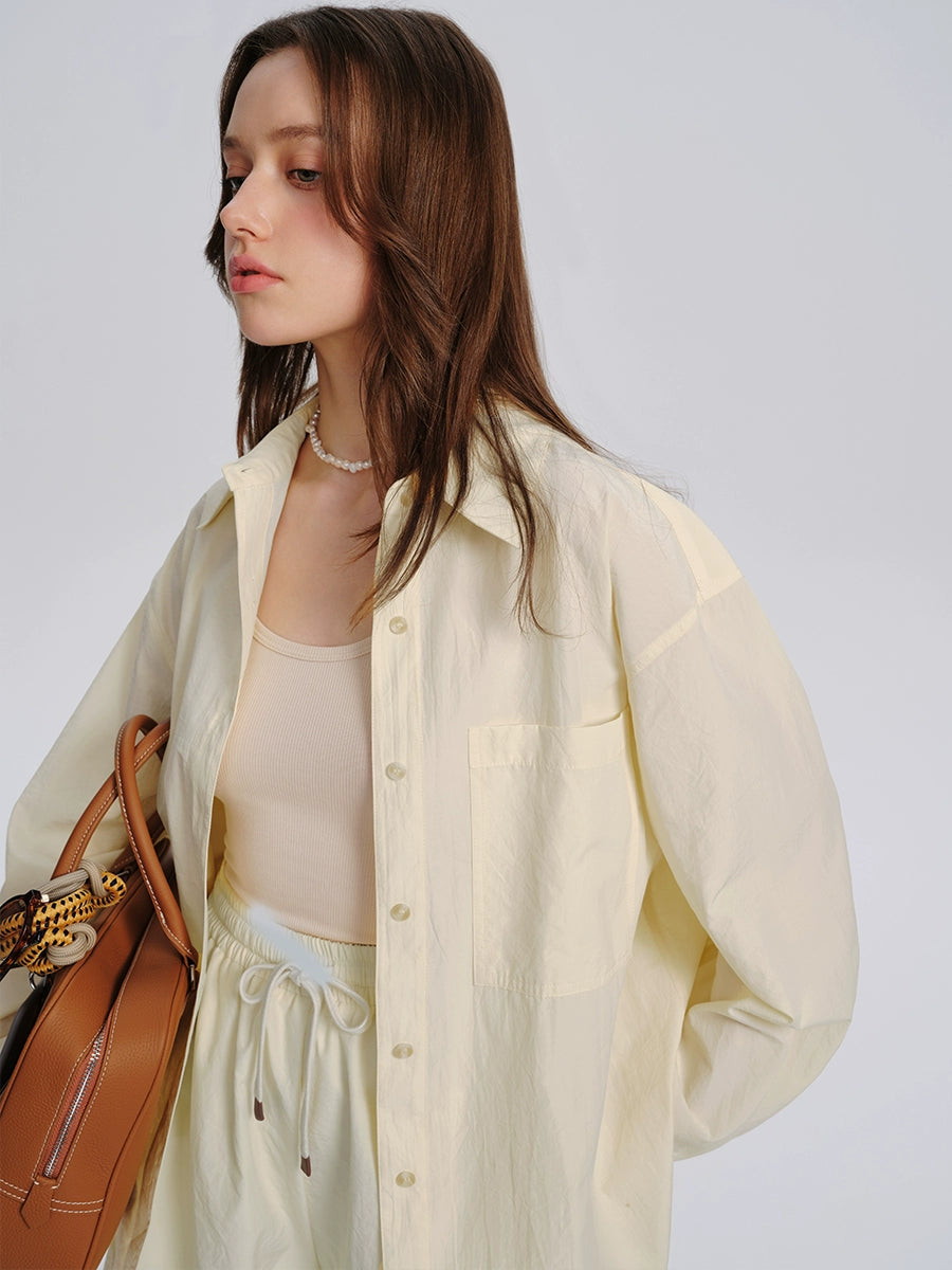 Two-Piece Cream Shirt And Shorts Set-Up
