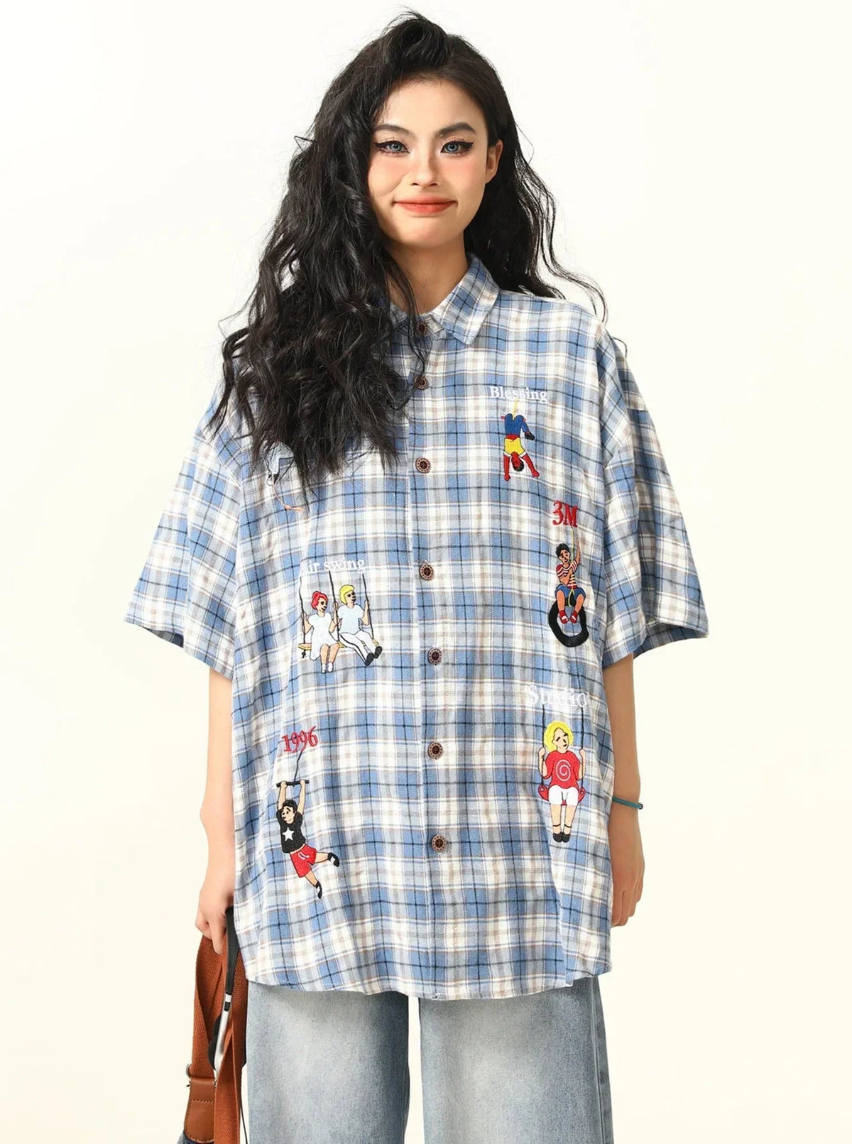 Retro Plaid Short-Sleeved Shirt