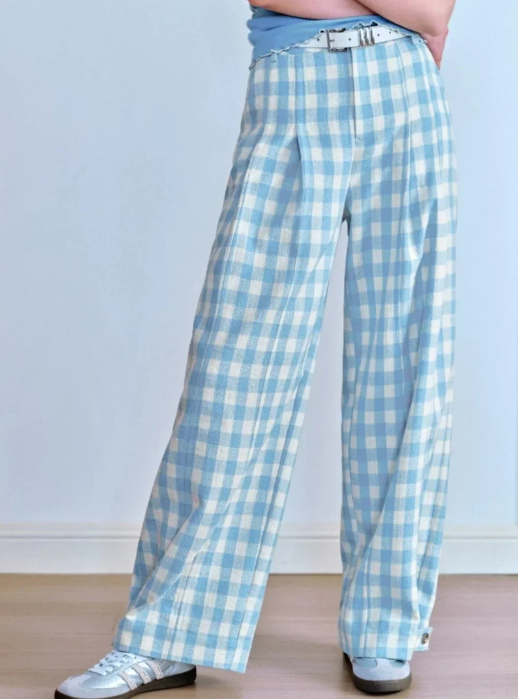 Contrast Checkered Pants