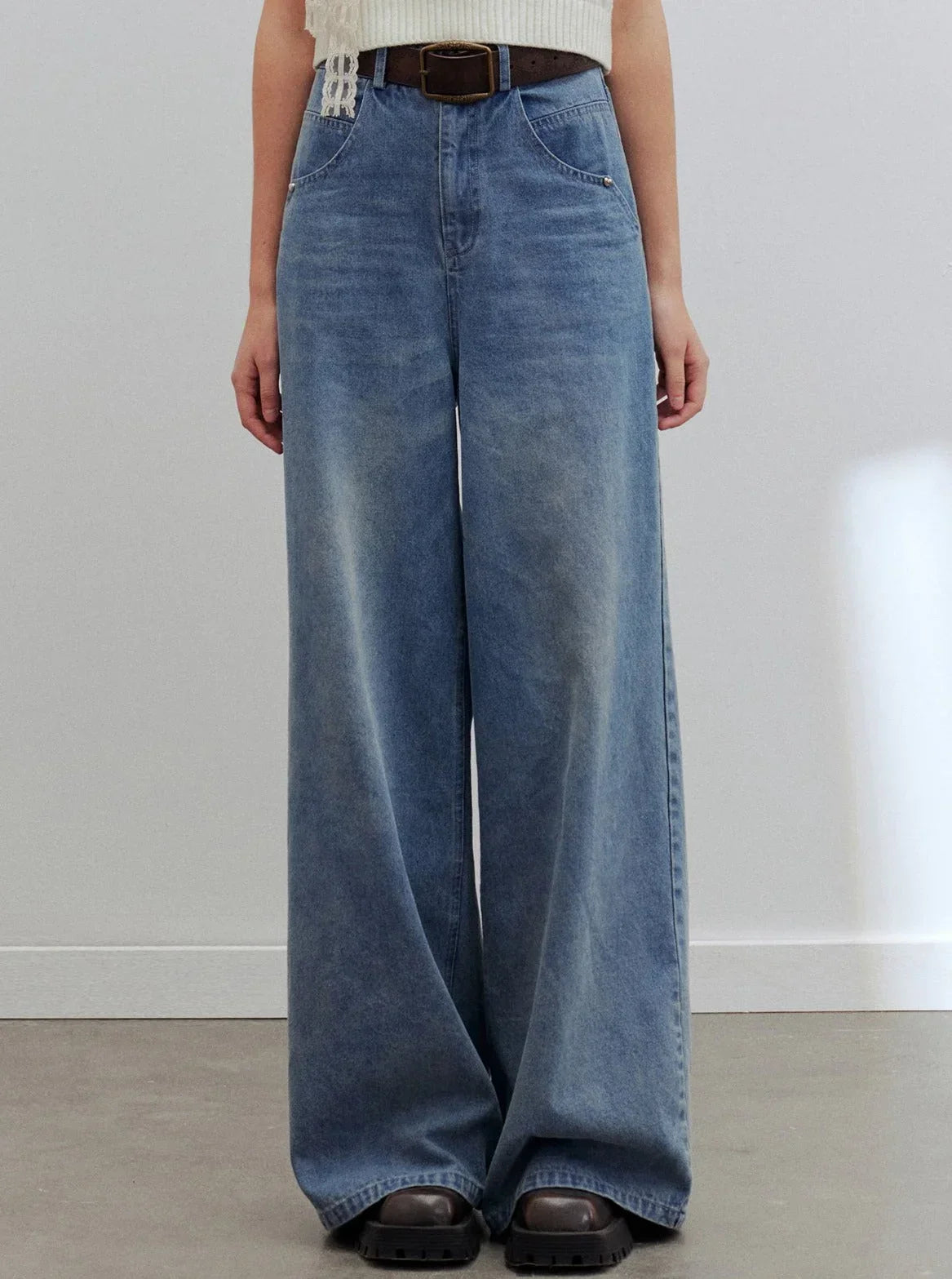 high-rise wide-leg jeans