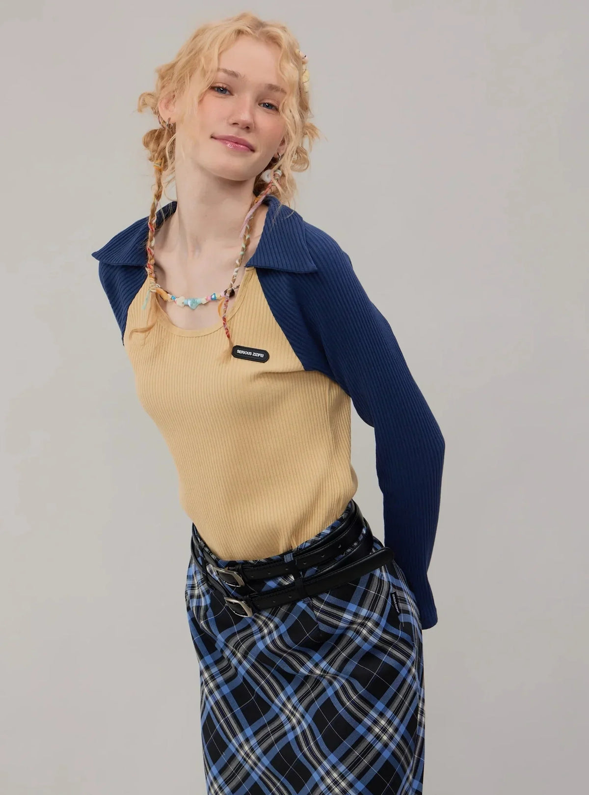 American vintage polo U neck long sleeve T-shirt