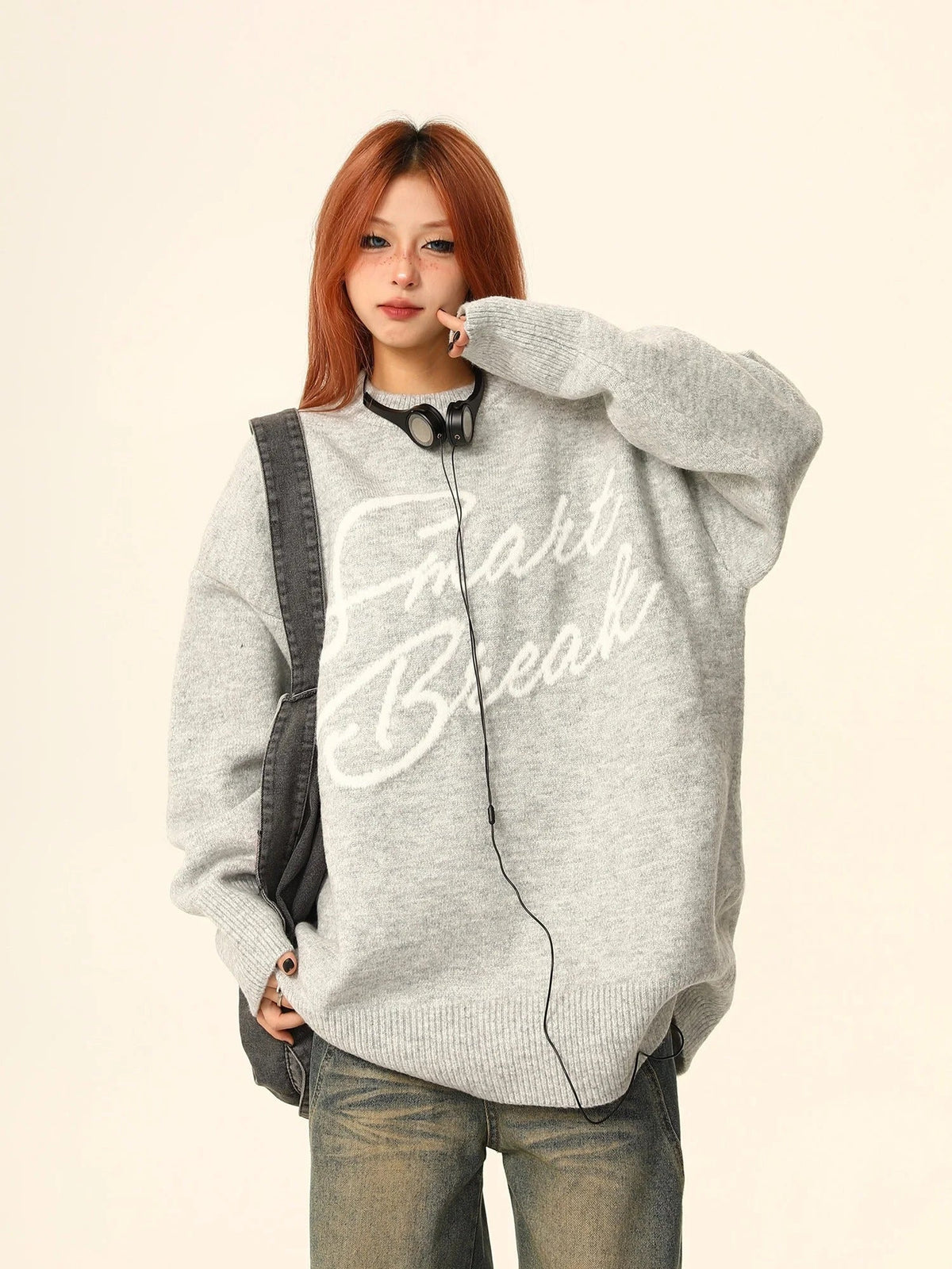 American letter knit sweater jacket
