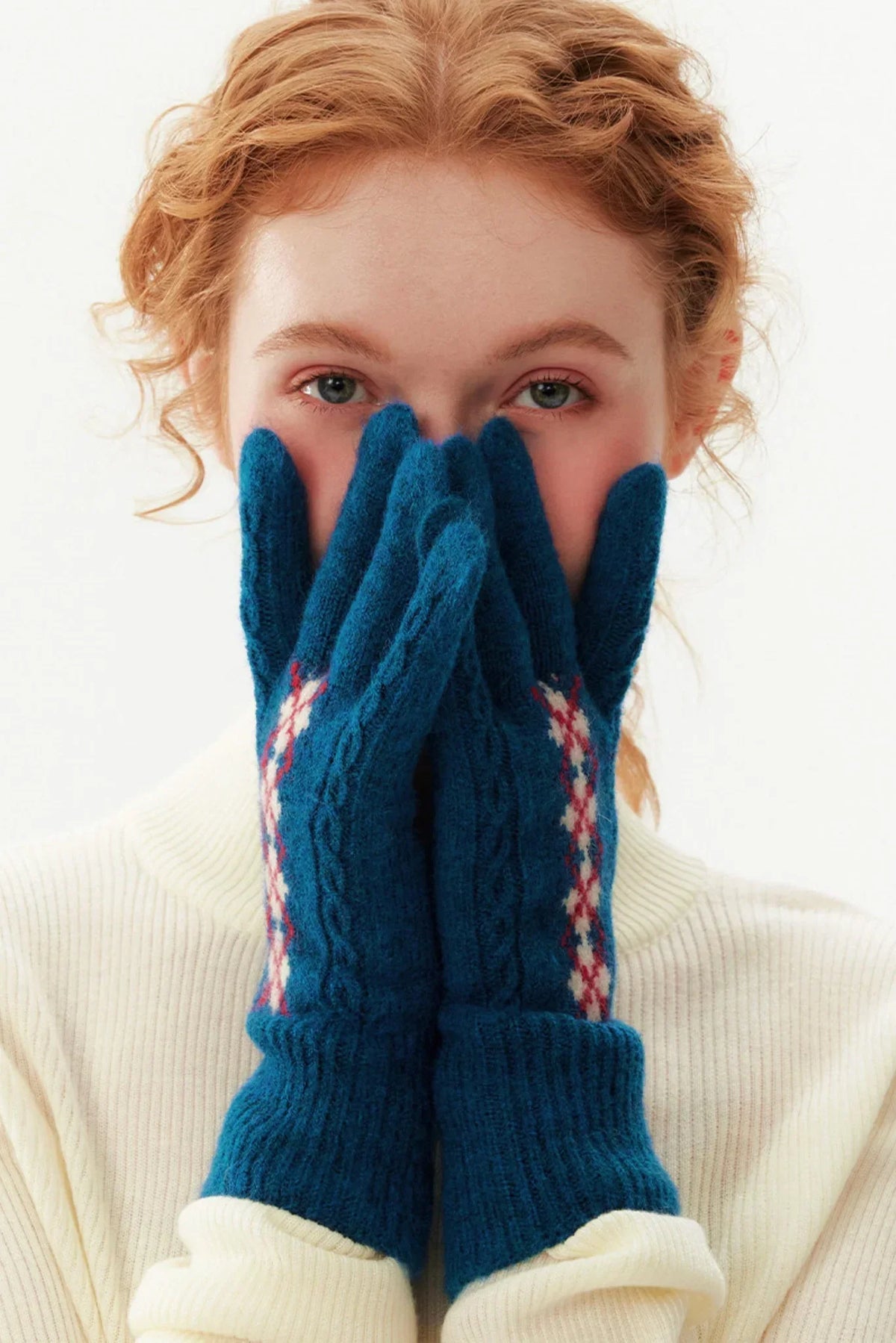 Fair Isle Wool Knit Gloves