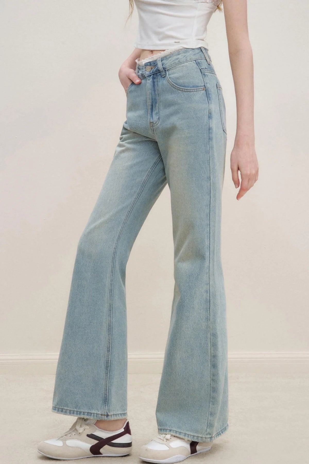 French Lace Flare Jeans