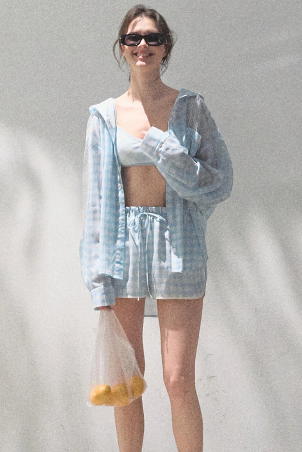 Sun Plaid Shirt & Shorts Set-Up