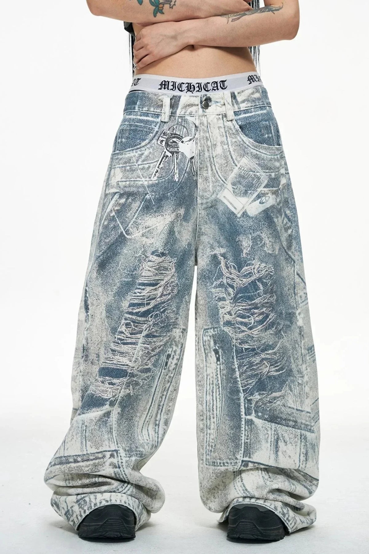 Vintage 3D Print Jeans