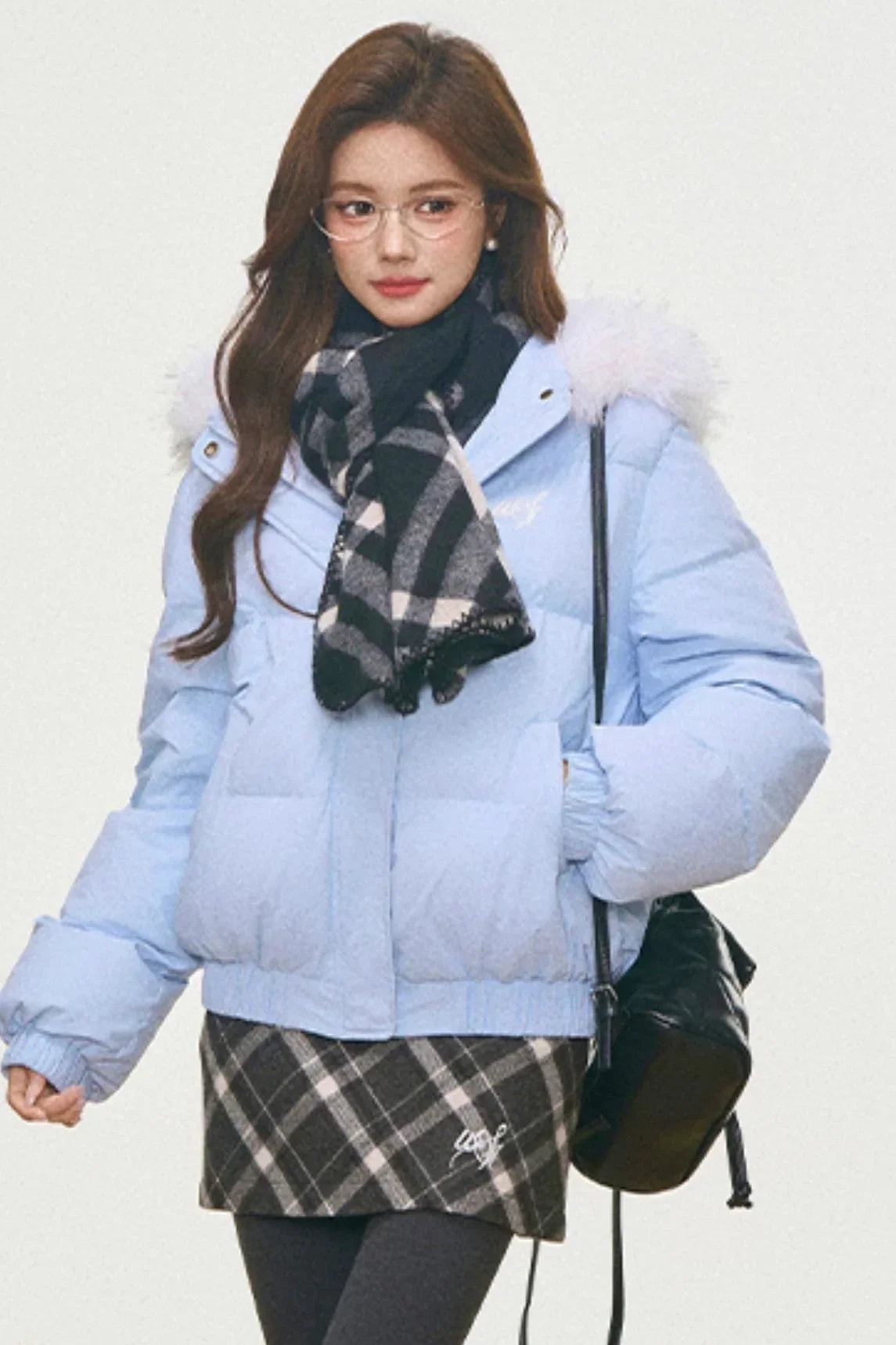 Navy Plaid Scarf
